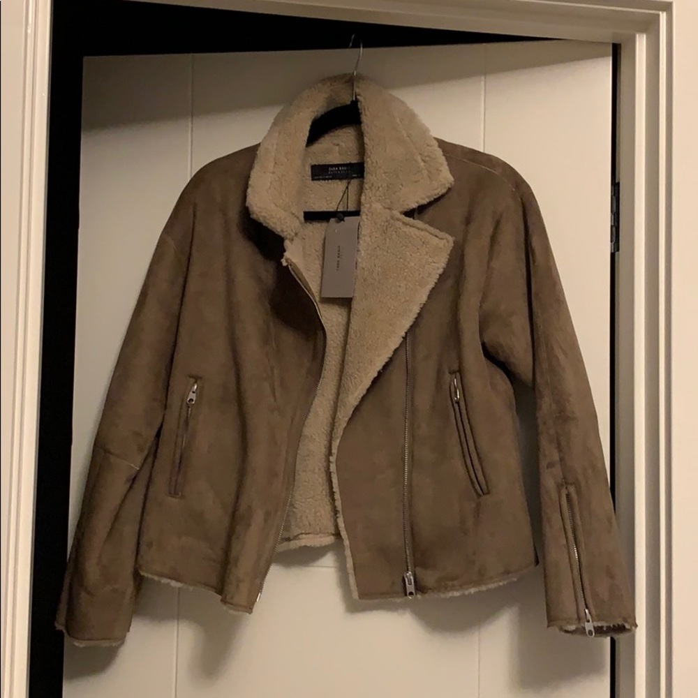 Zara faux suede/faux shearling aviator jacket